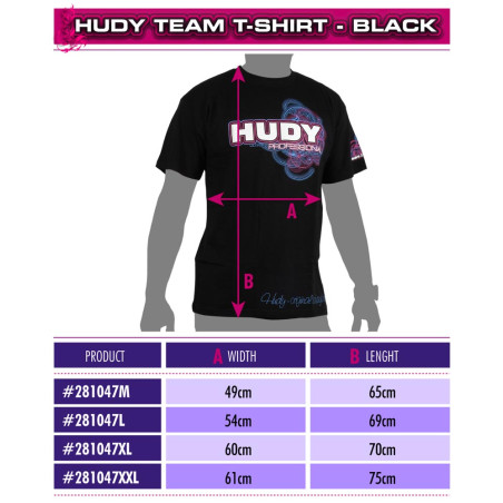 HUDY T-SHIRT - BLACK (L) - 281047L - HUDY
