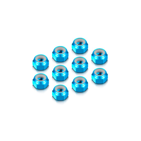 ALU NUT M4 - BLUE (10) - HUDY - 296540-B