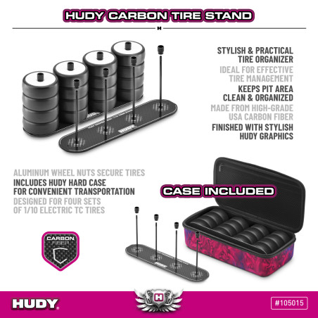 HUDY CARBON TIRE STAND + HARD CASE - 1/10 ELECTRIC TC - HUDY - 105015