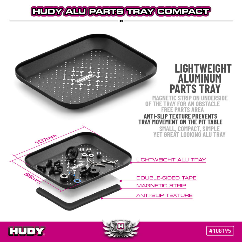 HUDY ALU PARTS TRAY COMPACT - MAGNETIC & ANTI-SLIP - HUDY - 108195