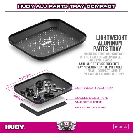 HUDY ALU PARTS TRAY COMPACT - MAGNETIC & ANTI-SLIP - HUDY - 108195