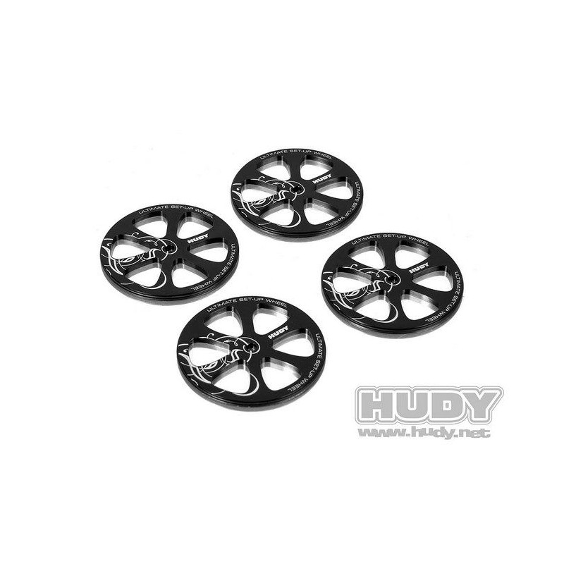ALU SET-UP WHEEL FOR 1/10 RUBBER TIRES (4) - 109370 - HUDY