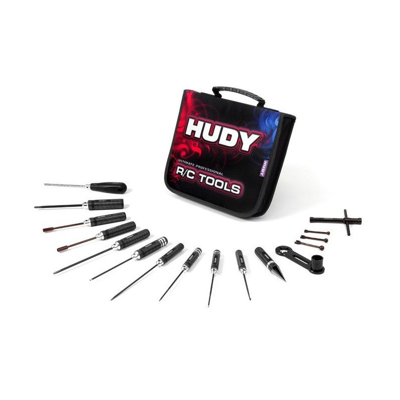 SET OF TOOLS + CARRYING BAG - FOR 1/8 OFF-ROAD CARS - 190003 - HUDY