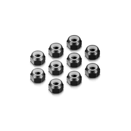 ALU NUT M4 - BLACK (10) - HUDY - 296540-K