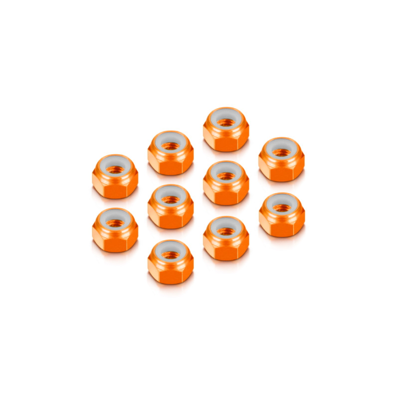 ALU NUT M4 - ORANGE (10) - HUDY - 296540-O