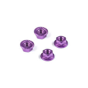 ALU NUT M4 WITH SERRATED FLANGE - VIOLET (4) - HUDY - 296541-V
