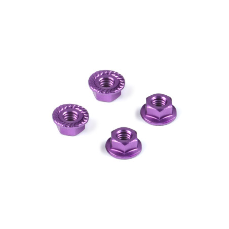 ALU NUT M4 WITH SERRATED FLANGE - VIOLET (4) - HUDY - 296541-V