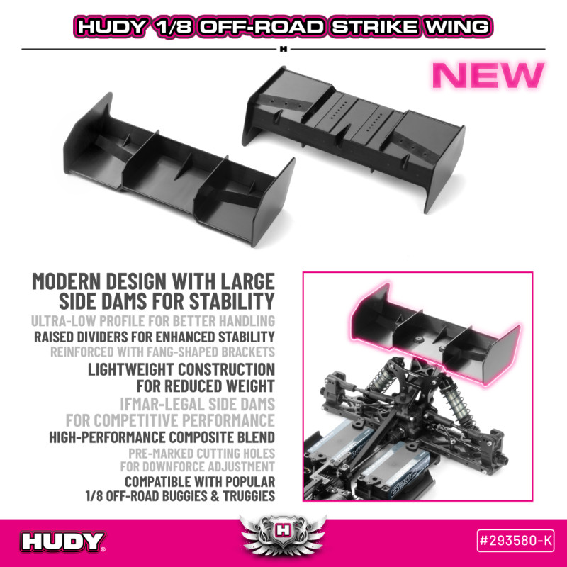 HUDY 1/8 OFF-ROAD STRIKE WING - BLACK - HUDY - 293580-K