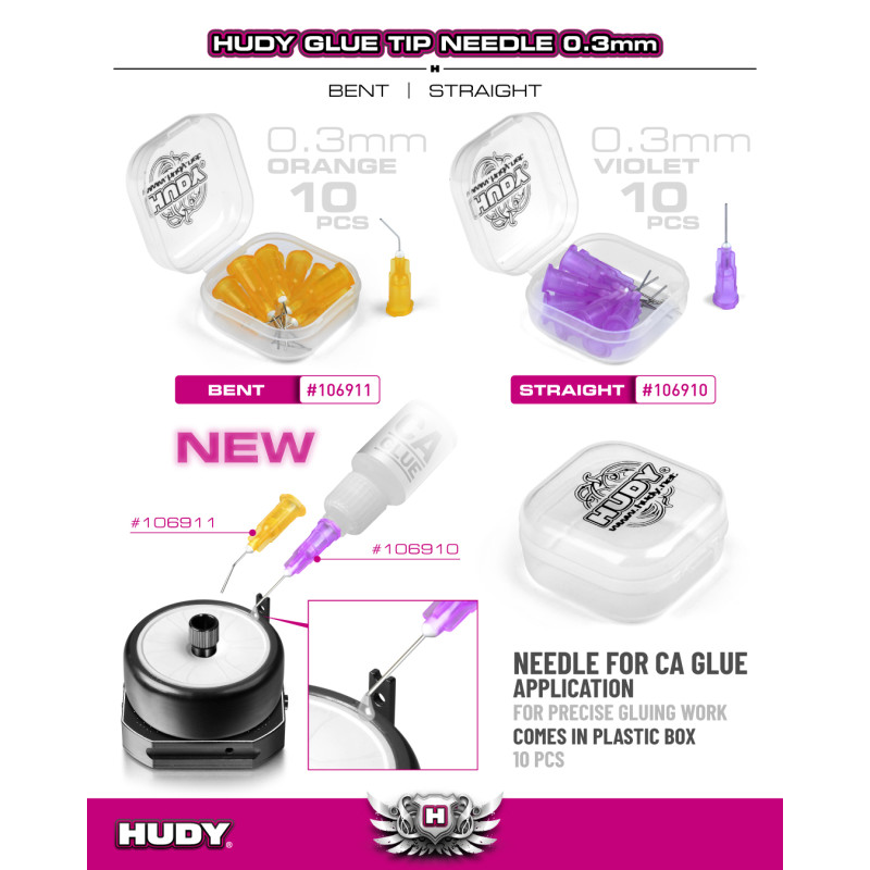 HUDY GLUE TIP NEEDLE 0.3MM - BENT (10) - HUDY - 106911