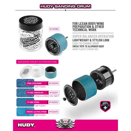 SANDING DRUM - P240 GRAIN - ULTRA-FINE - HUDY - 102593