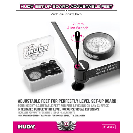 HUDY 10mm SET-UP BOARD LEVEL ADJUSTABLE FEET (4) - HUDY - 108280