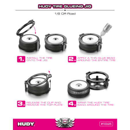 HUDY TIRE GLUEING JIG + HARD-CASE - 1/8 OFF-ROAD - HUDY - 102405