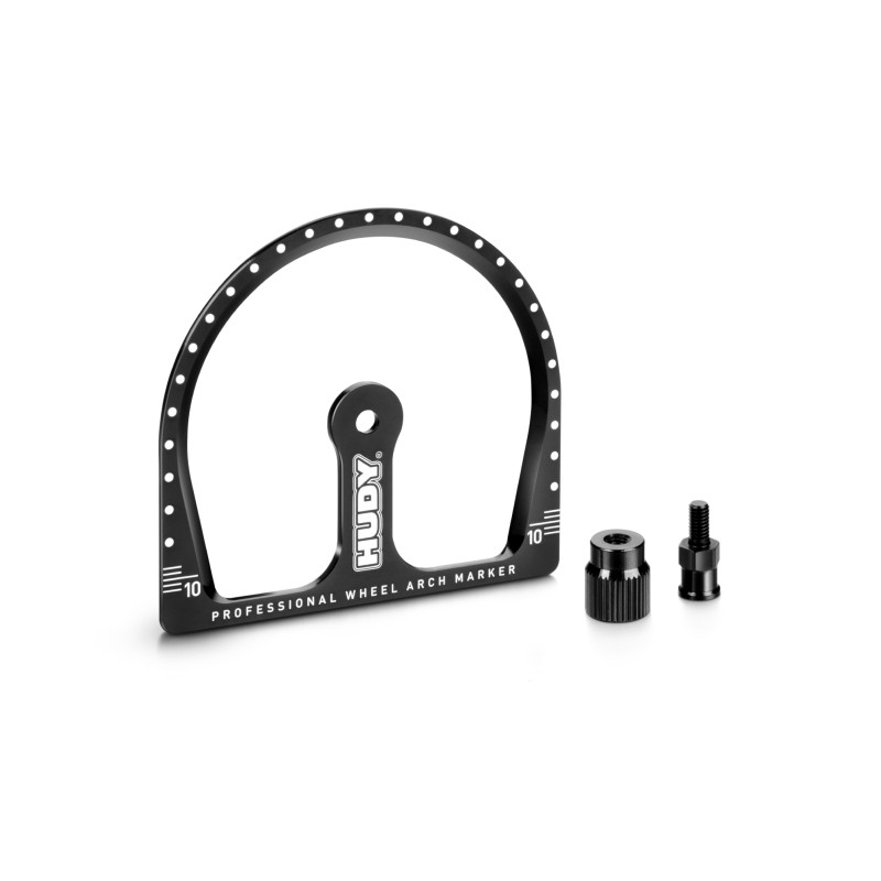 HUDY PROFESSIONAL 1/10 TC WHEEL ARCH MARKER + WHEEL ADAPTER & NUT - H