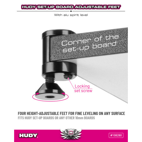 HUDY 10mm SET-UP BOARD LEVEL ADJUSTABLE FEET (4) - HUDY - 108280