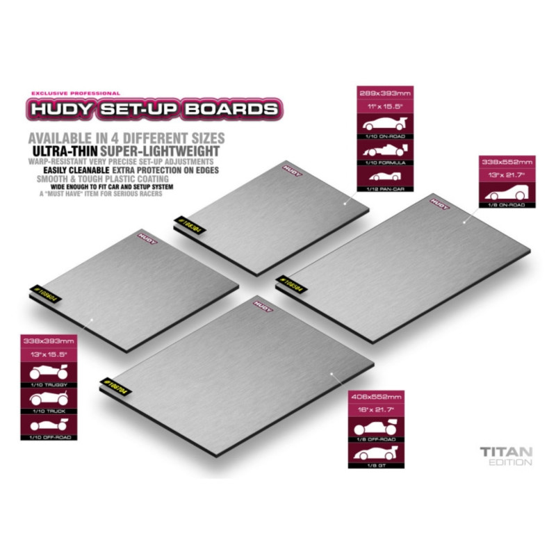 FLAT SET-UP BOARD FOR 1/8 OFF-ROAD & GT - TITAN - HUDY - 108704