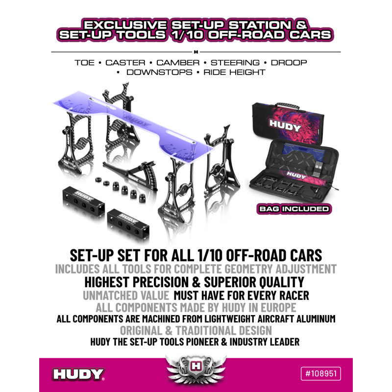 SET-UP STATION & SET-UP TOOLS + BAG FOR 1/10 OFF-ROAD - HUDY - 108951