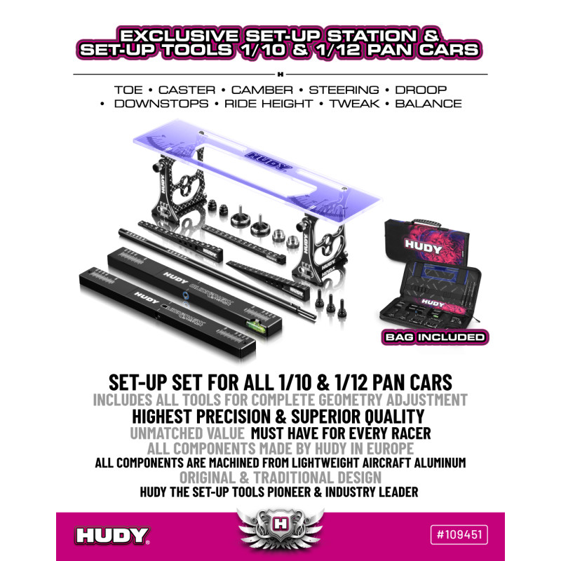 SET-UP STATION & SET-UP TOOLS + BAG FOR 1/10 1/12 PAN - HUDY - 109451