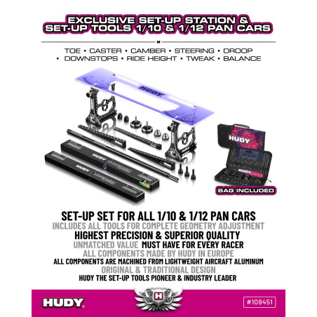 SET-UP STATION & SET-UP TOOLS + BAG FOR 1/10 1/12 PAN - HUDY - 109451