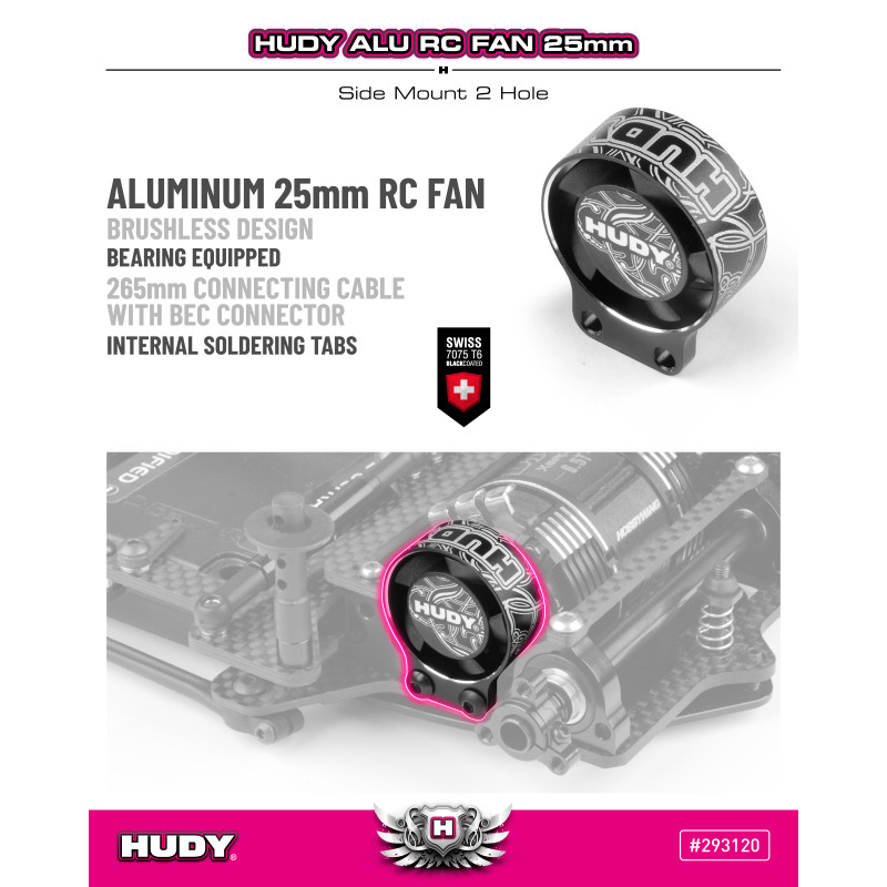 HUDY ALU RC FAN 25MM - SIDE MOUNT 2 HOLE - HUDY - 293120