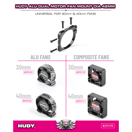 HUDY ALU DUAL MOTOR FAN MOUNT Dia 42mm - HUDY - 293190