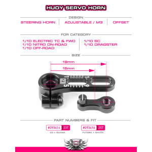 ALU ADJUSTABLE CLAMP STEERING SERVO HORN - 25T - HUDY - 293416