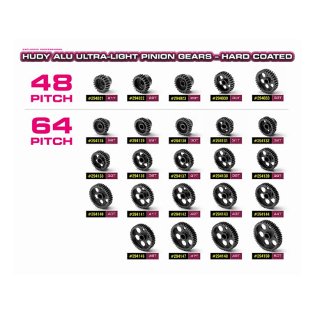 HUDY ALU LIGHT PINION GEAR - HARD COATED -  21T / 48 - HUDY - 294021