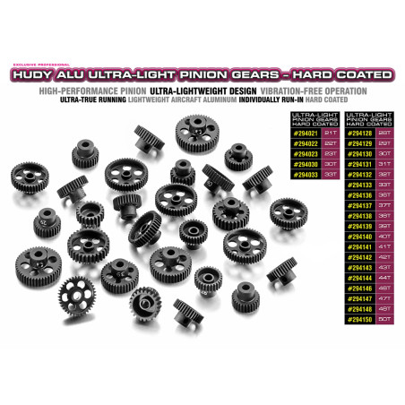 HUDY ALU LIGHT PINION GEAR - HARD COATED -  31T / 64 - HUDY - 294131