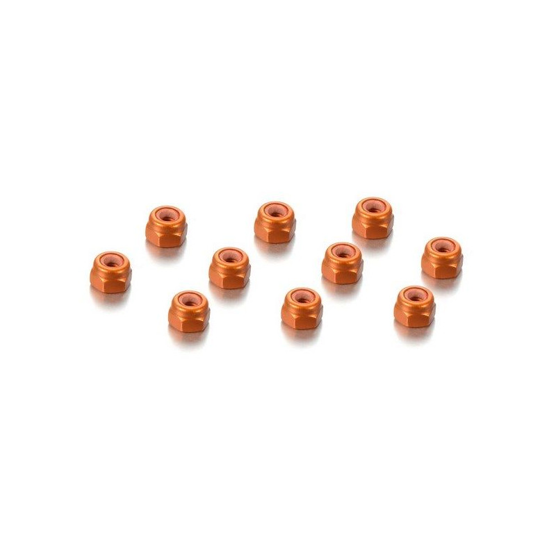 ALU NUT M3 - ORANGE (10) - 296530-O - HUDY
