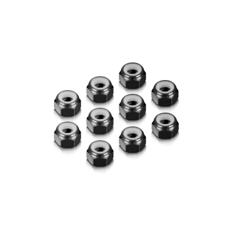 ALU NUT M4 - BLACK (10) - HUDY - 296540-K