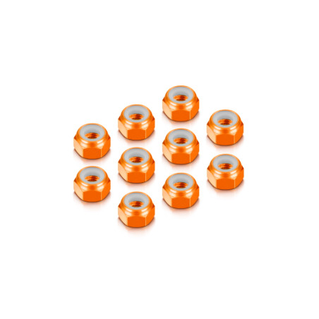 ALU NUT M4 - ORANGE (10) - HUDY - 296540-O