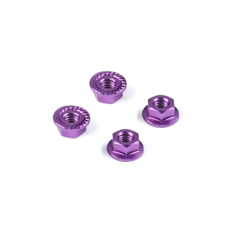 ALU NUT M4 WITH SERRATED FLANGE - VIOLET (4) - HUDY - 296541-V