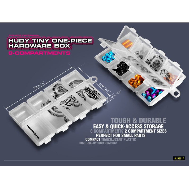 HUDY TINY ONE-PIECE HARDWARE BOX - 8-COMPARTMENTS - 298017 - HUDY