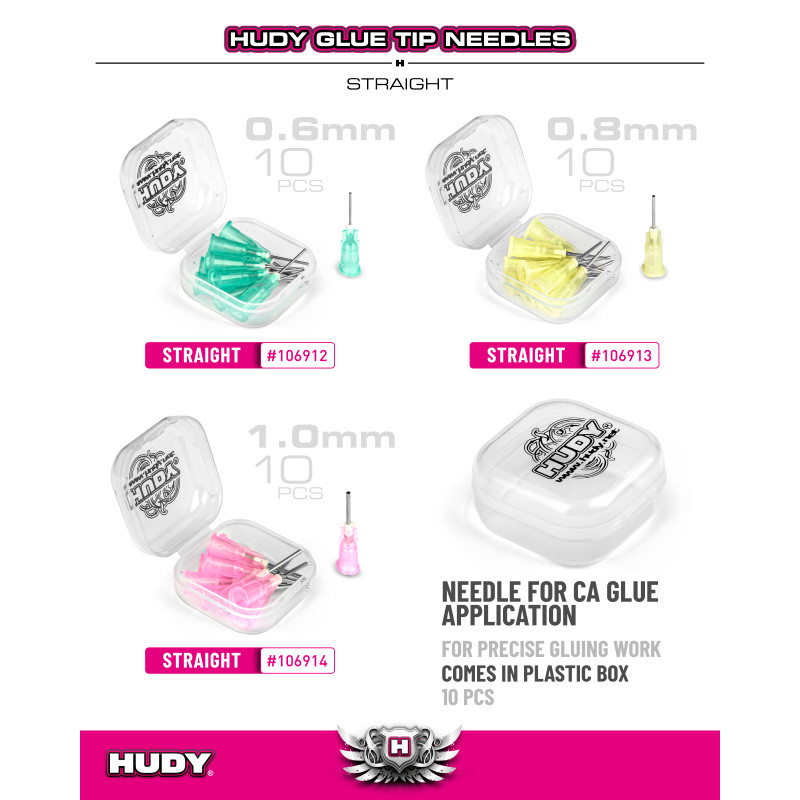 HUDY GLUE TIP NEEDLE 0.8MM - STRAIGHT (10) - HUDY - 106913