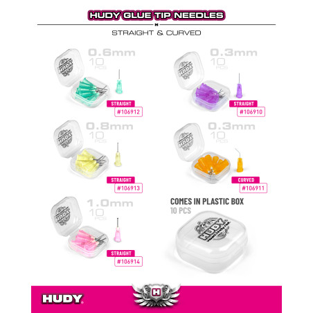 HUDY GLUE TIP NEEDLE 1.0MM - STRAIGHT (10) - HUDY - 106914