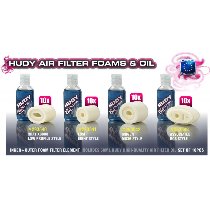AIR FILTER FOAM & OIL - MUGEN MBX6 (10) - 293542 - HUDY AIR FILTER FOAM & OIL - MUGEN MBX6 (10) - 293542 - HUDY